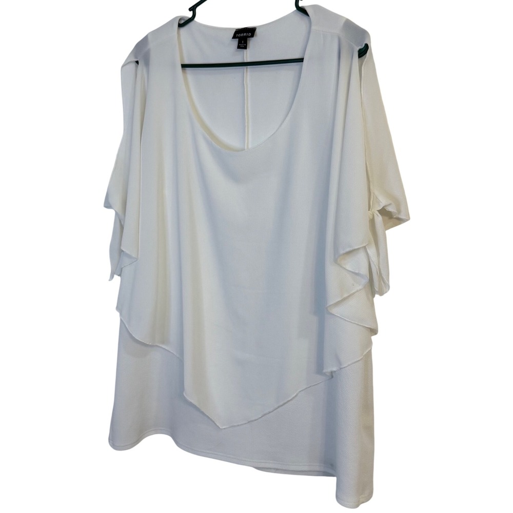 Torrid White Chiffon Overlay Top Plus Size‎ Split Sleeve Party Elegant size 1